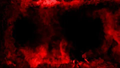 Dark red smoke or clouds square frame, isolated - abstract 3D illustration 스톡 일러스트