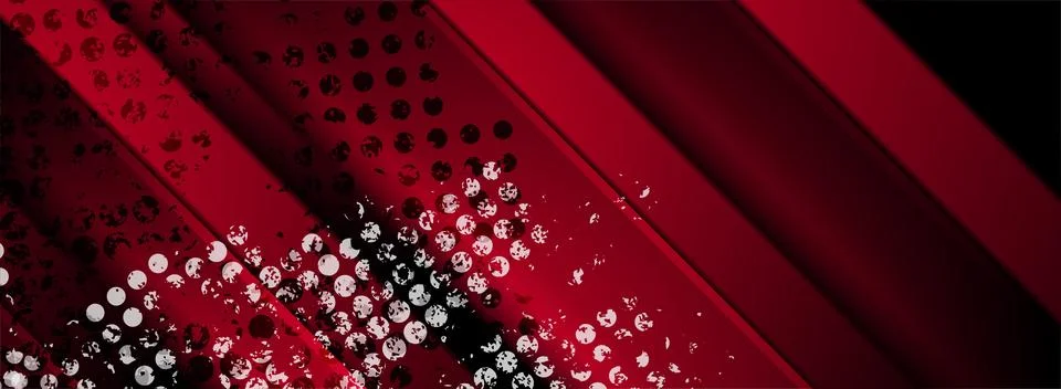Dark red smooth stripes and halftone abstract geometric background Stock Illustration