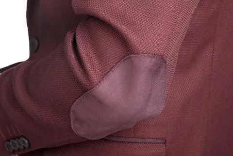 Dark red suit jacket for men, a patch on the elbow. Stock Photos