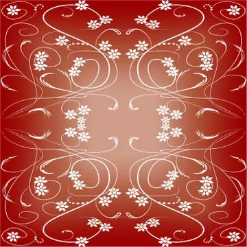 Dark red tile in art deco style with small floral patterns Stock Illustration