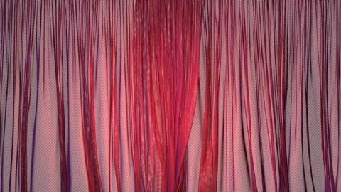 Dark red transparent window curtains closing 3D animation. PNG RGBA. 스톡 동영상 144170206