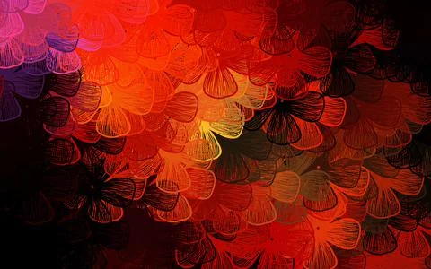 Dark Red vector doodle pattern with trees, branches. Illustrazione stock