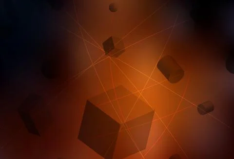 Dark Red vector layout with 3D cubes, cylinders, spheres, rectangles. Stockillustratie