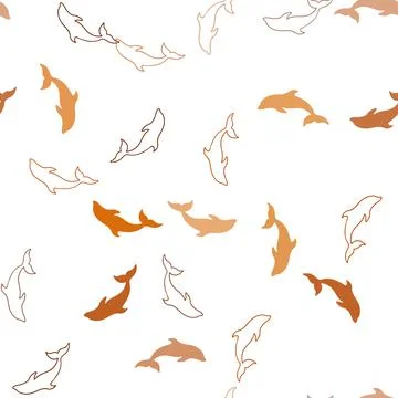 Dark Red vector seamless pattern with sea dolphins. Illustrazione stock