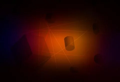 Dark Red vector template with 3D cubes, cylinders, spheres, rectangles. イラスト素材