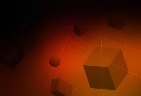 Dark Red vector texture with 3D cubes, cylinders, spheres, rectangles. イラスト素材