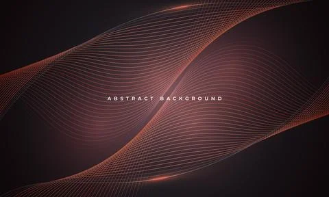 Dark red wavy lines on dark abstract technology background. Stock Illustration