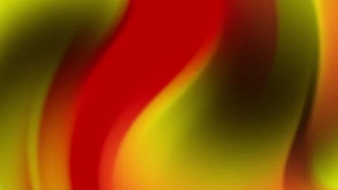 Dark red, yellow, and green gradient hues combine in a flowing wavy abstract art Stock Footage 291395157