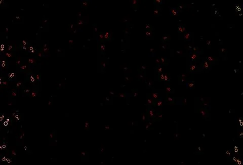 Dark red, yellow vector background with gender symbols. Stock Illustration