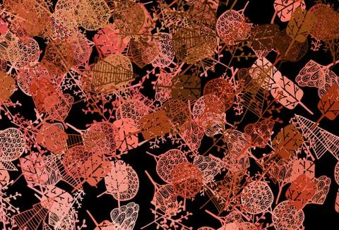 Dark Red, Yellow vector doodle pattern with trees, branches. Stockillustratie