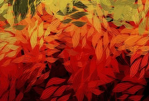 Dark Red, Yellow vector doodle pattern with leaves. Illustrazione stock