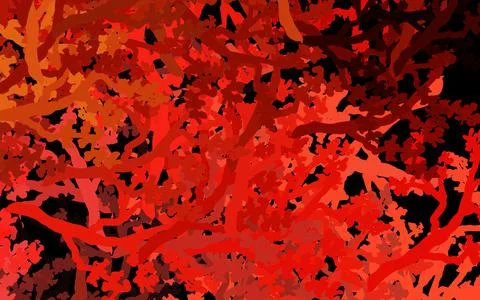 Dark Red, Yellow vector doodle texture with trees, branches. Stock Illustration