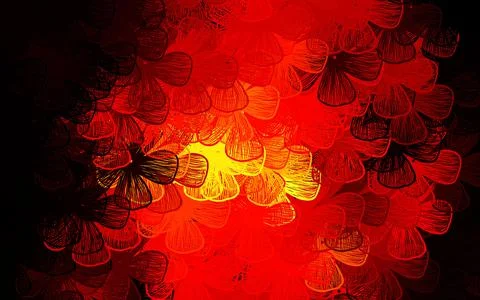 Dark Red, Yellow vector doodle template with trees, branches. Stock Illustration