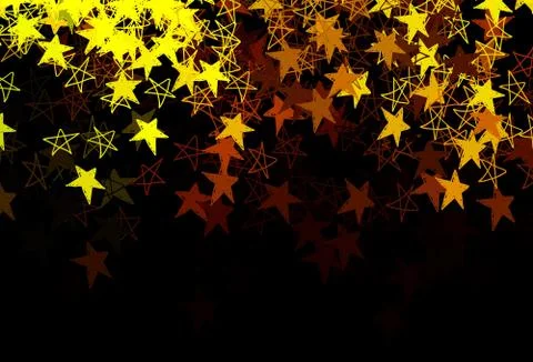 Dark Red, Yellow vector pattern with christmas snowflakes, stars. Stock Illustration