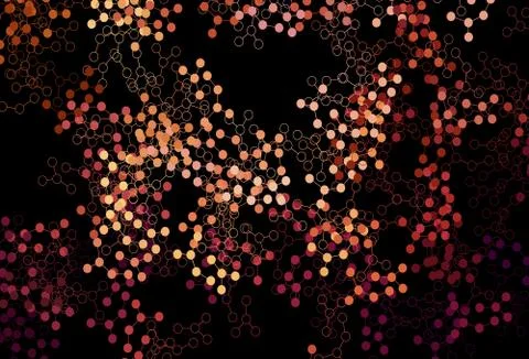 Dark Red, Yellow vector pattern with artificial intelligence network. Illustrazione stock