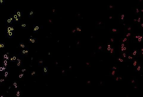 Dark red, yellow vector pattern with gender elements. Stockillustratie