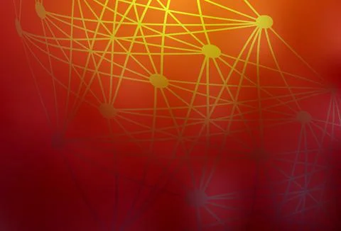 Dark Red, Yellow vector pattern with artificial intelligence network. Illustrazione stock