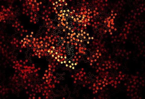 Dark Red, Yellow vector pattern with artificial intelligence network. 스톡 일러스트