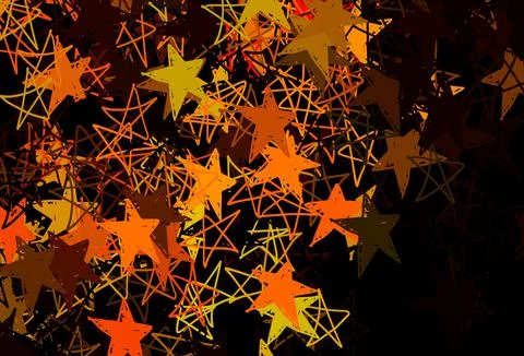 Dark Red, Yellow vector pattern with christmas snowflakes, stars. 스톡 일러스트