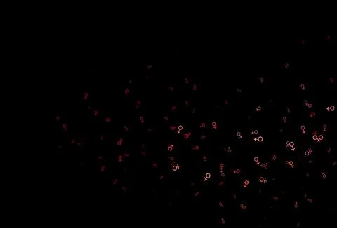 Dark red, yellow vector pattern with gender elements. 스톡 일러스트