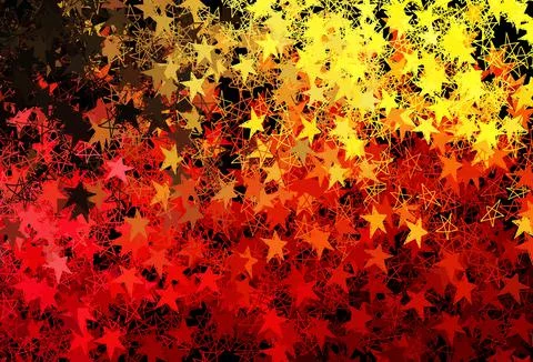 Dark Red, Yellow vector pattern with christmas snowflakes, stars. Stock Illustration