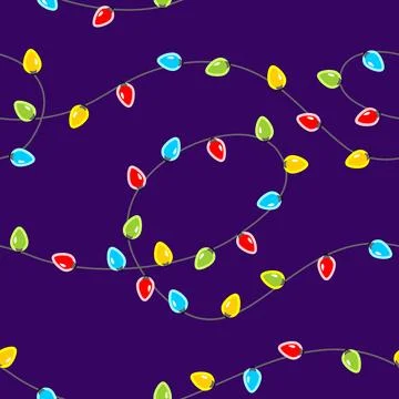 Dark retro pattern with glowing Christmas lights and alphabet string. Inspi.. Stock Illustration
