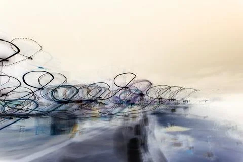 Dark rhythmic lines on a luminous abstract border Stock Photos
