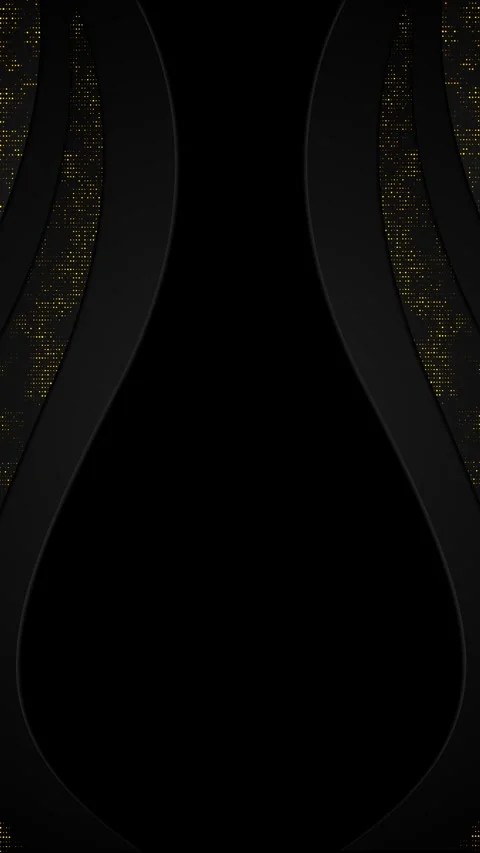 Dark ribbon background flowing black bands, gold dot accents, luxury depth. bran Stock Footage 340452068