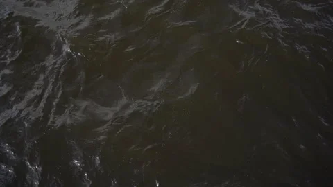 Dark river water current with sunlight reflection and liquid abstract pattern Stock Footage 338304218
