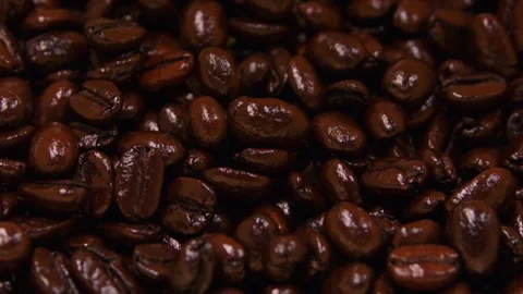 Dark Roast Coffee Beans, Shiny, Shot in Slow Motion Stock Footage 249565182