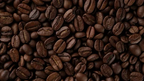 Dark roast coffee beans, sliding shot Stock Footage 201840885