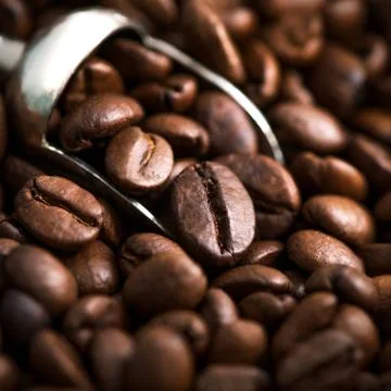 Dark roasted coffee beans Stock Photos