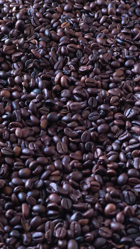 Dark Roasted Coffee Beans Texture Background Close Up Stock Footage 345207834