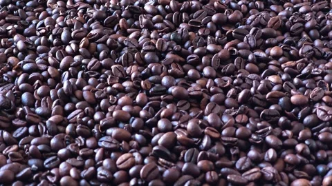 Dark Roasted Coffee Beans Texture Top View Background Stock Footage 345485641