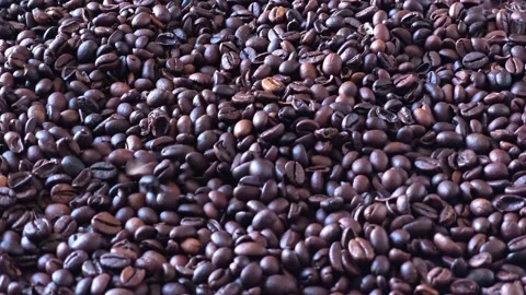 Dark Roasted Coffee Beans Texture Top View Background Stock Footage 345486249