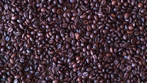 Dark Roasted Coffee Beans Texture Top View Background Stock Footage 345486593
