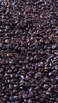 Dark Roasted Coffee Beans Texture Background Close Up Stock Photos
