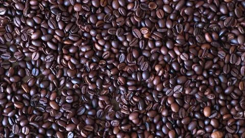 Dark Roasted Coffee Beans Texture Top View Background Stock Photos