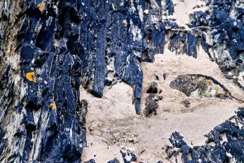 Dark rocks at the beach 库存照片