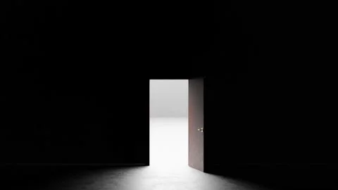 In a dark room, a door opens Stock Footage 239924245