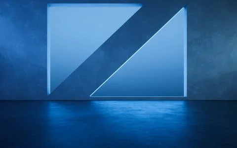 Dark room with geometry shape, 3d rendering. Illustrazione stock