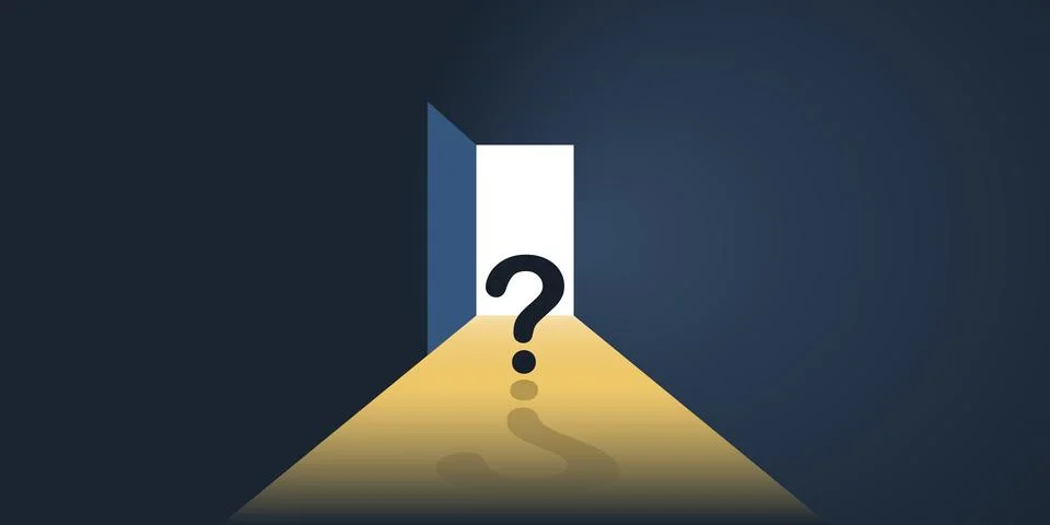 Dark Room, Light Coming In Through an Open Door - New Possibilities, Hope, .. Stock Illustration