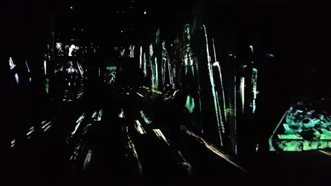Dark room lines appearing Inside The L'Atelier des Lumières Museum Showing Stock Footage 217773670
