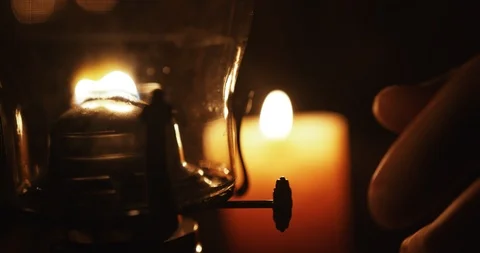Dark Room in an Old Log Hut of the 11Th Century. Candlelight. Old Man, Monk Stock Footage 109193629