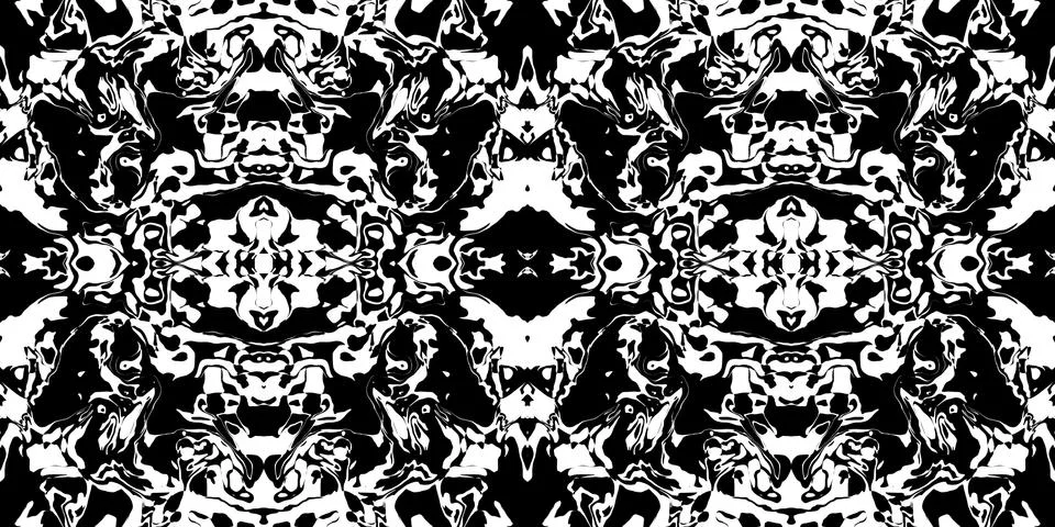 Dark Rorschach Test Ink Blot Texture. Seamless Monochrome Darkness Pattern Ba Illustrazione stock