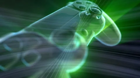 Dark rotating gamepad with some circular elements in the background Video stock 60242960