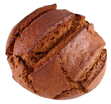 Dark round rye bread. Close up image Stock Photos