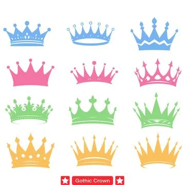 Dark Royalty  Exquisite Gothic Crown Collection, Perfect for Vintage Inspir.. Stock Illustration