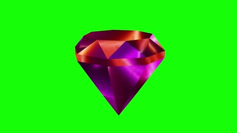 A dark ruby diamond with colored inclusions rotates on a green background. Stock Footage 282526867