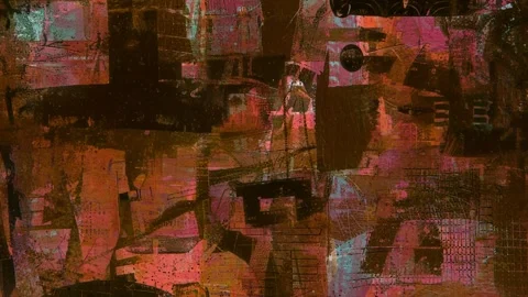 Dark Rust Typography Paper Collage Grunge Background Seamless Loop Vídeo Stock 328386230